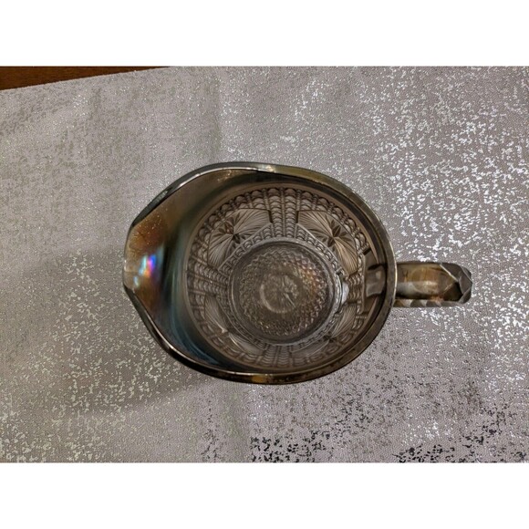 Imperial Glass Ohio Vtg Pitcher Amelia Smoke Carnival Glass 5.5" MCM Iridescent - Picture 8 of 16